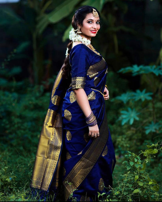 Luxuriant Blue Soft Banarasi Silk Saree
