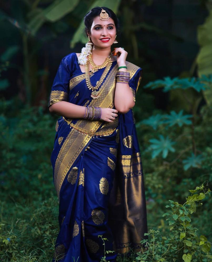 Luxuriant Blue Soft Banarasi Silk Saree