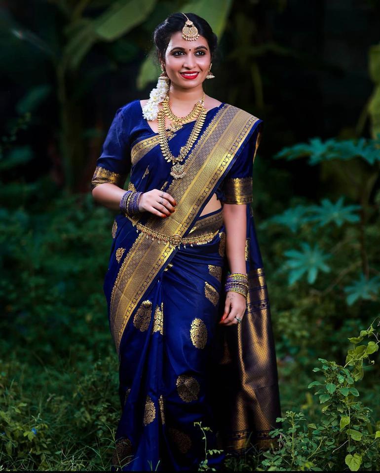 Luxuriant Blue Soft Banarasi Silk Saree