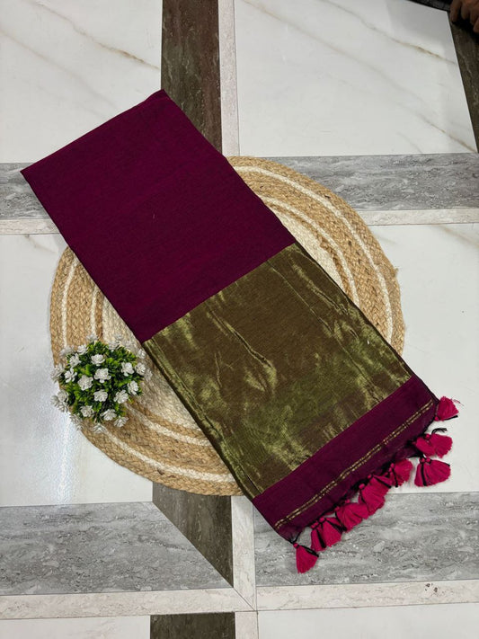 Khadi Tissue Cotton - Maroon