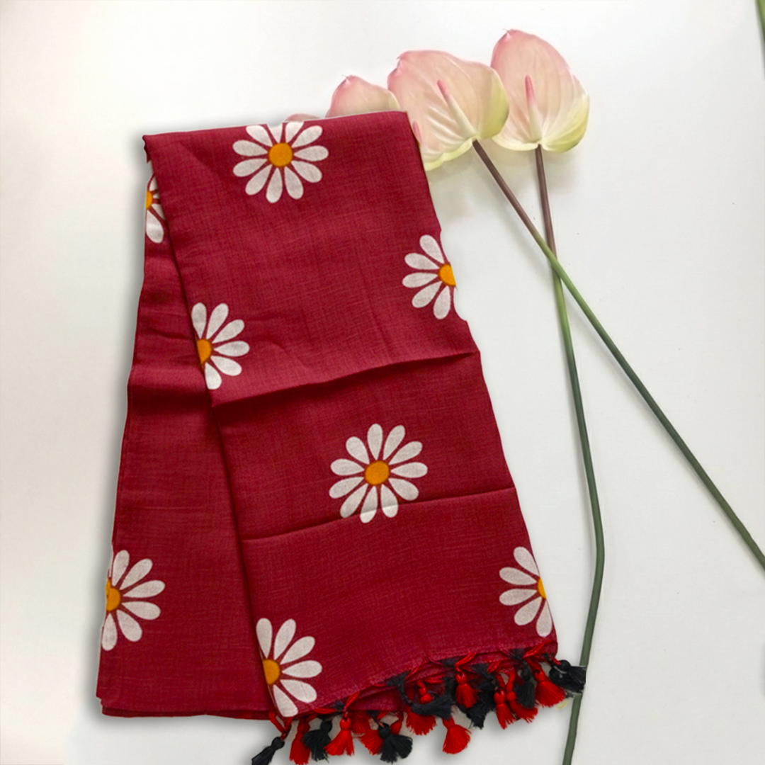 Premium  Khadi Sunflower Saree -  Maroon